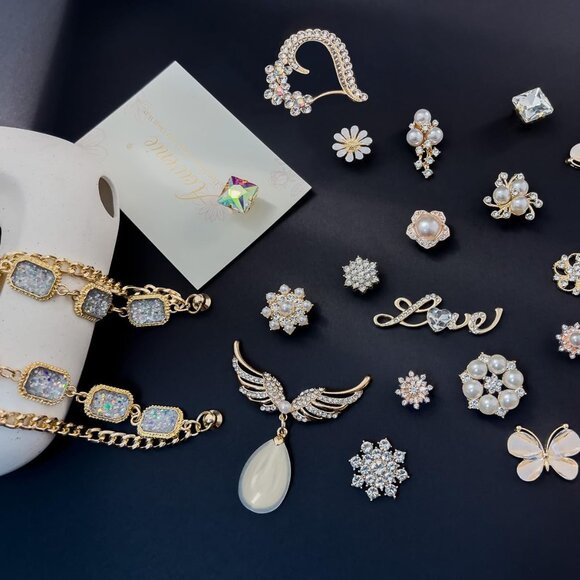 Bling Shoe Charms Pack 21 Alloy Rhinestone Chain Decorations for Girls Women - Picture 7 of 7